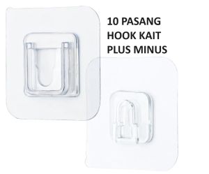 Gantungan Tempel PLUS MINUS 10 set Socket Hook Gantung Kait Plus Minus Pasangan Hook Magic 10set isi Total 20pcs