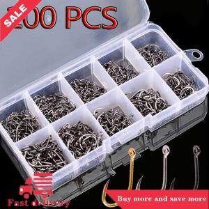 [COD]Flash Delivery 100Pcs Fishing Hooks Set Carbon Steel Single Circle Fishing Hook Fly Fishing Jip Barbed Carp Hooks Sea Tackle Accessories