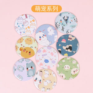 YF Mini Pocket Round Mirror Ins Korean Small Mirror Makeup Travel Cute Cartoon Flower Animal Hand Gift Door Gift Portable FY
