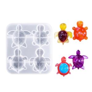4-Cavity Tortoise Shaped Silicone Mold For Resin Pendant DIY Art Projects Flexible Reusable Easy Release