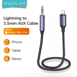 KUULAA iPhone Lightning to 3.5mm AUX Audio Cable Headphones Adapter For iPhone 14 13 12 11 Pro 8 7 Aux 3.5mm Jack Cable For IOS Adapter Accessories Splitter Lightning Male Audio To 3.5mm Audio Stereo Adapter Cable (No support talking)-1 Meter