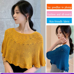 Ice Silk Knitted Hollow Shawl Women Vintage Crochet Lace Shawls Breathable sun protection Collar Shawl Summer