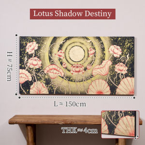 วินเทจบัวจับแพะชนแกะฟอยล์สีทองภาพวาดห้องนั่งเล่นผนังตกแต่งพระอาทิตย์ตกดินแขวนภาพวาดเอเชียตะวันออกเฉียงใต้ลักษณะพื้นหลังผนังเครื่องประดับ