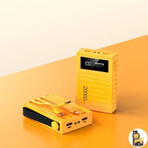 SG【Ready Stock】 22.5W Power Bank 15000mAh Built-in 4 in 1 Charging Cable Mini Power Bank Dual USB Type C Output Fast Charging PD 20W Portable Power Bank