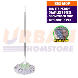 BIG stripe Floor mop spin Twist mop Towel type with scrubber pad Hand free microfiber Lazy Magic Mop lantai