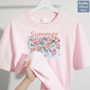 Áo thun nữ form vừa SUNTEE STFV188 phong cách basic in hình 088 vải cotton 250GSM cao cấp thoáng mát