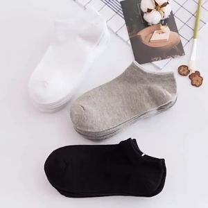 TOMITANY Basic Foot Socks Plain Color Ankle Cotton Socks Solid Color Black for Men and Women