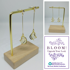 Gold-plated Long Dangling Earrings for Women with Opal Stone - BLOOM Upgrade Your Look