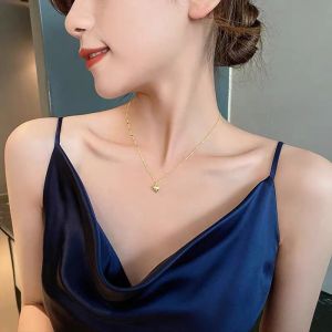 Kalung Titanium Gold Anti Karat Liontin Love Wanita Korean Style Fashion 45 cm