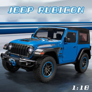 【RUM】1:18 Scale Jeep Wrangler Rubicon Alloy Car Model Light & Sound Effect Diecast Car Toys for Boys Birthday Gift Kids Toys Car Collection