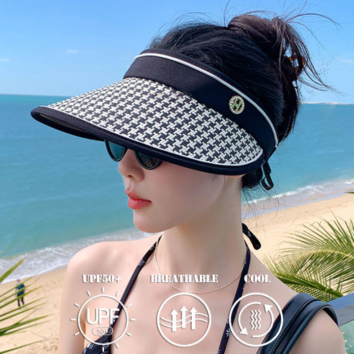 Women Straw Topi Visor Cap Summer Travel Beach Sun Protection UV Woman Sunscreen Leisure Big Brim Hat foldable