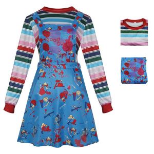 Women Chucky Cosplay Dress Killer Doll Costume Horror Costume Movie Character Outfits Halloween Costumes(140CM-3XL)