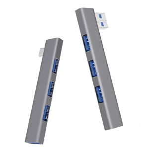 Plugs and Play 4 Port USB Hubs Aluminum Alloy Construction Right Angle Design for Efficient Data Transfer and Device Connectivities