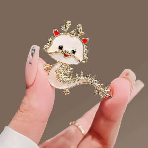 Minwen Cartoon Imitation Dragon Brooch For Women Chinese Zodiac Dragon Pins Cute Animal Badge Birthday Jewelry Gift