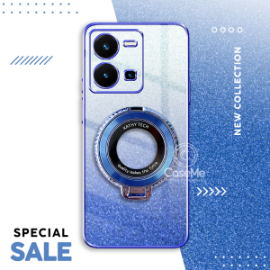 Soft Case Vivo Y35 Case Gliter Standing Magnetic Ring Holder Wireles Silicone Casing