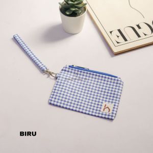 Dompet Kecil Motif Kain Kotak-Kotak Gingham Aesthetic Korea/ Mini Coin Wallet Serbaguna