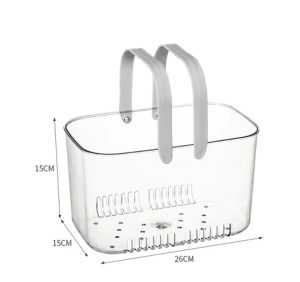 COD Shower Plastic Storage Baskets With Handle Transparent Organizer Basket Bins For Home Bathroom