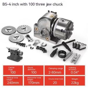 BS-0 Precision Dividing Head 3-Jaw Chuck 100mm 125mm Universal Indexing Head with Tailtop