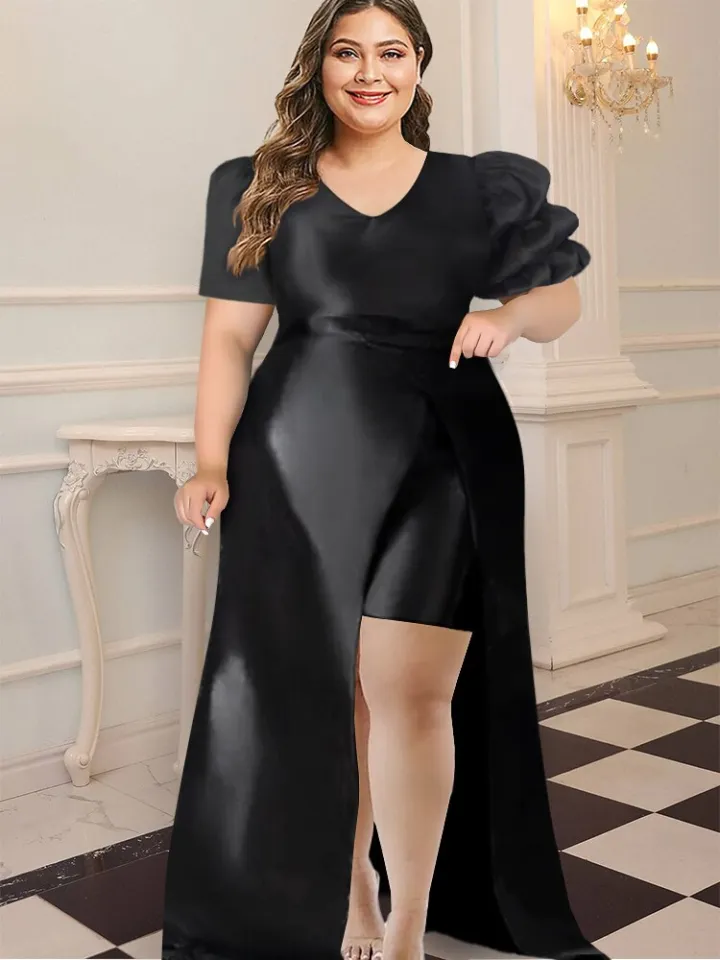 Amazon.com: Sexy Plus Size Bodycon Dresses for Women - One Shoulder Long  Sleeve Ruched High Low Maxi Dress Party Gowns Red 1X : Clothing, Shoes &  Jewelry