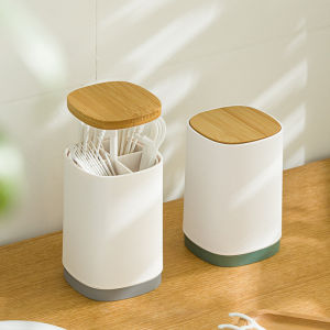 Buy 1 Free 1 Creative Japanese Automatic Press Toothpick Box Multi-purpose Cotton Swabs Floss Storage Toothpick Jar