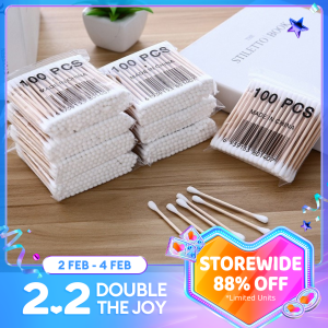 30/100 pcs double-headed cotton swab bamboo swab cotton swab wooden stick disposable bud cotton nose ear cleaning cotton swab