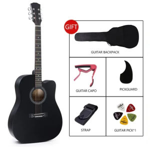 41inch Low action Guitar Acoustic Folk Guitar Beginner Guitar Cutaway With Bag Strap Picks Strings Guard