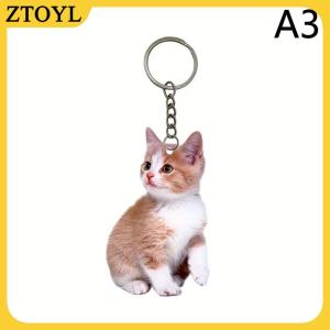 ZTOYL  1pcblack và trắng mèo Keychain 2D Acrylic Mèo Mặt dây chuyền hai mặt thiết kế động vật vòng chìa khóa quyến rũ cho ba lô & Quà Tặng