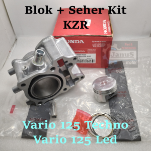 BLOK SEHER + PISTON KIT KZR HONDA VARIO 125 TECHNO 125 LED KUALITAS ORI ASLI PISTON KIT OMPLIT CILINDER (Bisa Cod)