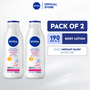 PACK OF 2 NIVEA Body Extra Bright Instant Glow Moisturizing Lotion with SPF15 190ml