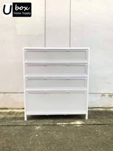 ตู้รองเท้าอลูมิเนียม Ubox รุ่น Plus สีขาว สีเงิน โครงสร้างใหญ่ แผ่นหนาพิเศษ ชั้นวางอลูคอมโพสิต ขนาด4-8ชั้น