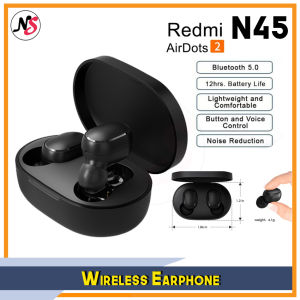 AIRDOTS 2 Wireless Bluetooth Earphone with Mic TWS Stereo Touch Control Headphone Headset (BLACK-N45)
