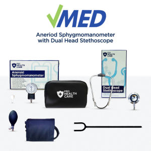 VMED Prohealthcare Aneroid BP Blood Pressure Apparatus Sphygmomanometer with Dual Head Stethoscope
