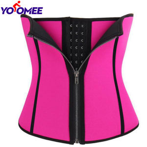 Yoomee Women Latex Waist Trainer Corset Zipper Underbust Cincher Belt Weight Loss Body Shaper