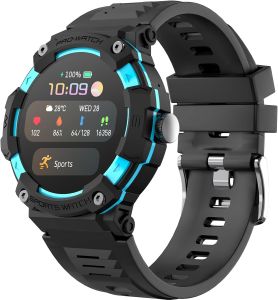 Yihou Rugged Military Smart Watches for Men with Bluetooth Call Sports Smartwatch with LED Flashlight and Sleep Monitor for Android iOS Phones