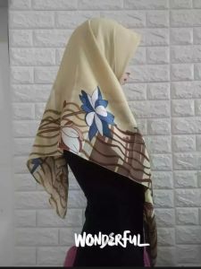 Megasari Hijab Kerudung Segiempat Motif Bunga Modis Dan Lembut Hijab /Kerudung Bella /Hijab/Pakaian Wanita