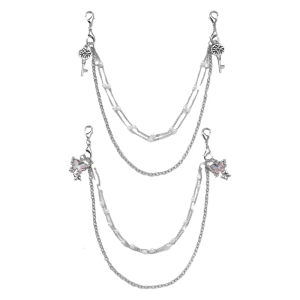 Shimmering Pearls Key/Butterfly Shoe Chains Embellished Footwear Charm Accessory for Special Occasions