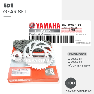 GEAR SET 5D9 / VEGA ZR / VEGA RR / JUPITER Z NEW / GEAR / GIR / GER / GEARSET / 1 SET PAKET GIR DEPAN DAN BELAKANG + RANTAI RODA KIT / DRIVE CHAIN KIT