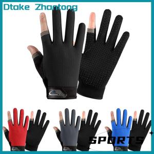 Dtake ถุงมือตกปลาสำหรับผู้ชายในช่วงฤดูร้อนถุงมือฟิตเนสตัดสองนิ้วสำหรับผู้หญิงถุงมือออกกำลังกายปั่นจักรยานกันลื่น