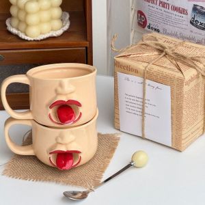 DNFIWN3 Funny Movable Tongue Cup Playful 300ml Restless Tongue Cup Drinkware Creative Ceramic Mug Gift