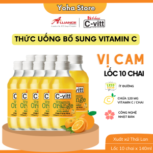 Kèm quà tặng-  TPBS Nước Cam Vitamin C C-VITT  Bổ sung Vitamin C Tăng Đề kháng Giảm Stress Sáng Da Tự Nhiên (Lốc 10 Chaix140ml)