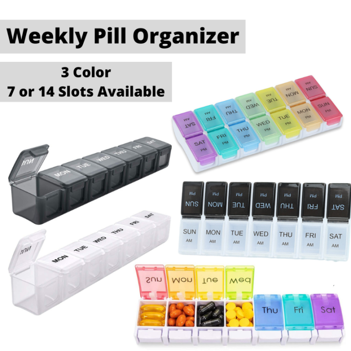 Portable Medicine Case 7 Days AM PM Weekly Travel Pill Case Organizer ...