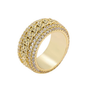 Popular European and American style rotating ring for men hip-hop style real gold-plated copper inlaid with zircon rotatable Cuban ring in stock