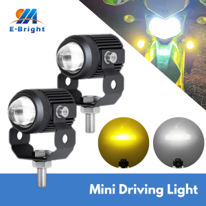 2PCS Motorcycle Fog Light White & Yellow Dual Color High Power Motor Spotlight LED Driving Headlight Fisheye Lens