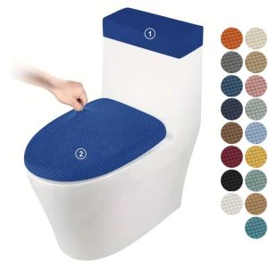 PENTU 2Pcs/Set Solid Color Toilet Lid Cover Corn Pattern Thickened Toilet Seat Cover Easy To Disassemble Split WC Cover Home Bathroom