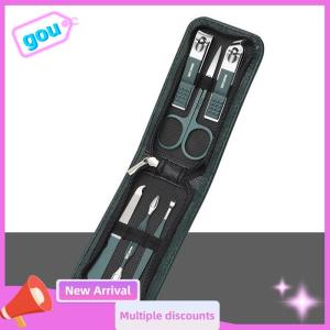 gou 6 Pcs Portable Luxury Manicure Sets Pedicure Kits Bright Black Nail Clipper Set Personal Care Tools Eyebrow Scissors