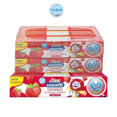📍 (6กล่อง/แพ็ค) Kodomo Toothpaste 40 กรัม โคโดโม ยาสีฟันสำหรับเด็ก แบบครีมกลิ่นสตอเบอร์รี่
