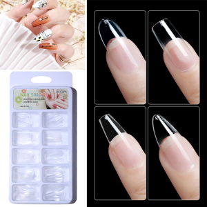 100Pcs Seamless Clear Fake Nails Artificial Nail Glue Natural Full Cover Acrylic French Nail for Nails Extension Manicure Kit