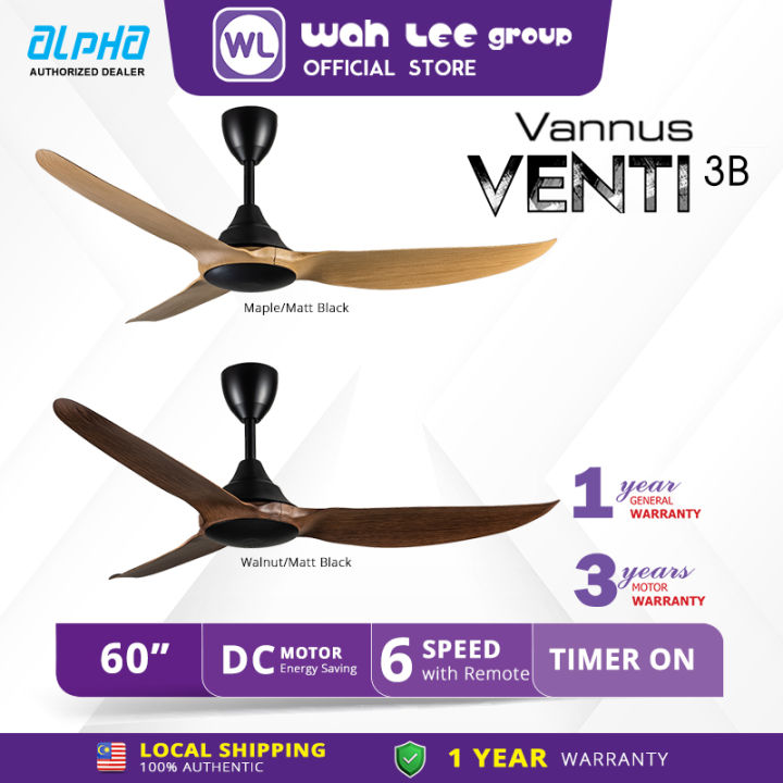 ALPHA Vannus - Venti 3B 60 Inch DC Motor Ceiling Fan with 3 Blades ...