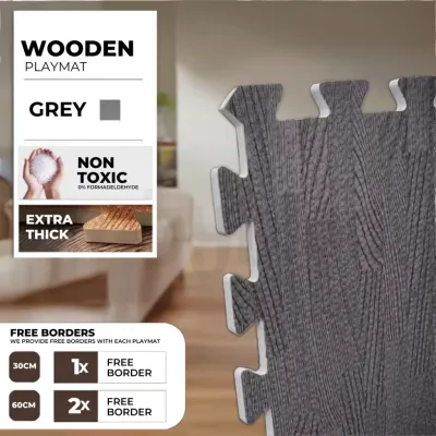 [FREE BORDER] 30x30cm Wooden Puzzle Mat Grain Foam Floor Mat Thickened Non-Toxic Bedroom EVA Playmat Cushion Carpet Home