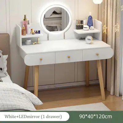 Modern minimalist Vanity Dresser Table with LED Vanity Mirror Dresser Bedroom Table Makeup Table